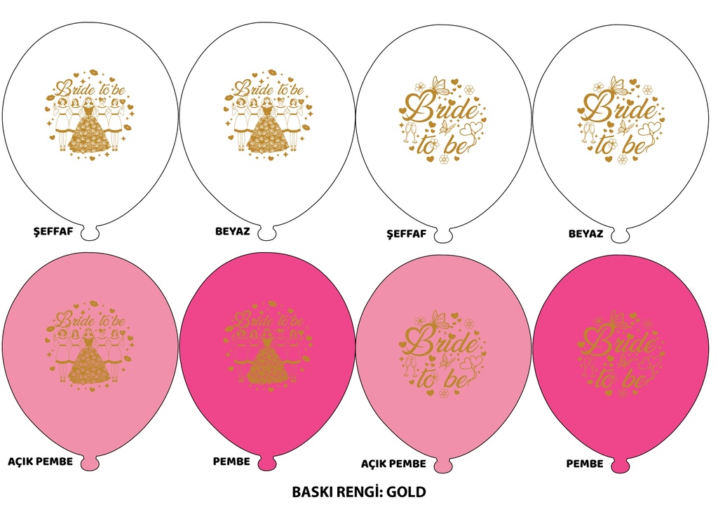 12" Bride To Be Hazır Baskılı Balon 1+1 - 100 Adet