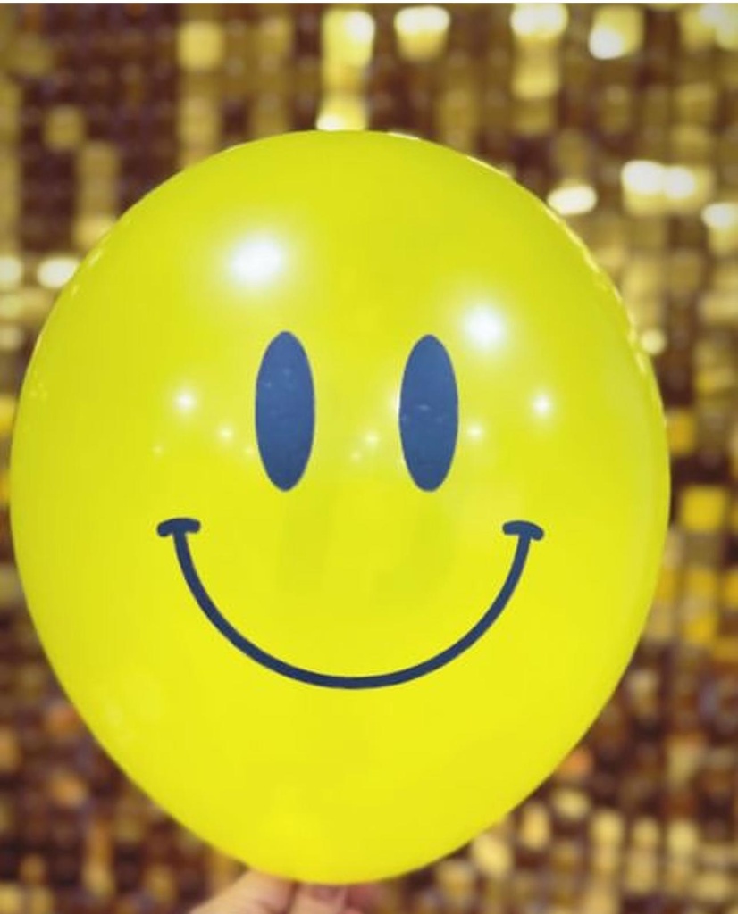 12" Gülen Yüz Baskılı Balon  - Sarı  1+1 - 100 Adet