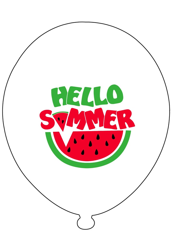 12" Hello Summer Hazır Baskılı Balon Karışık 3+0 - 100 Adet