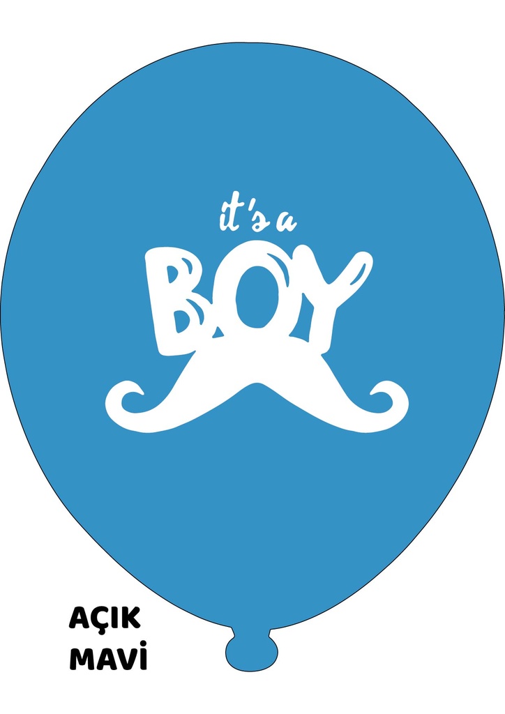 12" It's A Boy Hazır Baskılı Balon 1+1 - 100 Adet
