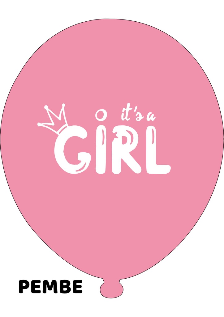 12" It's A Girl Hazır Baskılı Balon  1+1 - 100 Adet