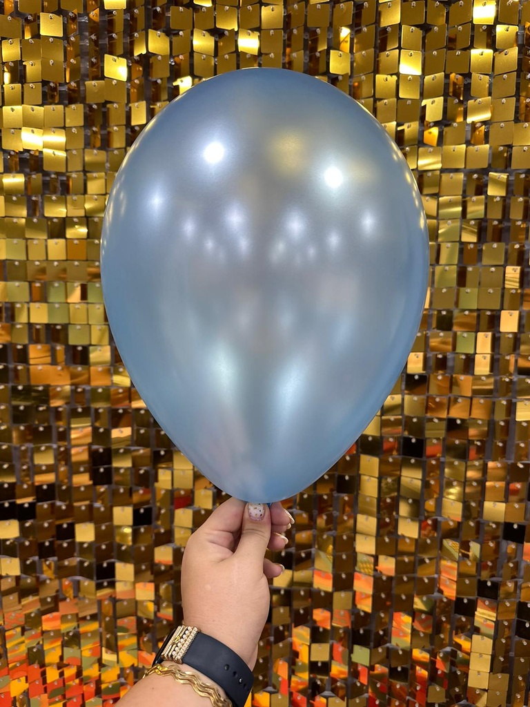 12" Metalik Dekorasyon Balonu Açık Mavi  - 100 Adet