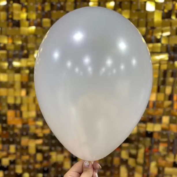 12" Metalik Dekorasyon Balonu Beyaz - 100 Adet