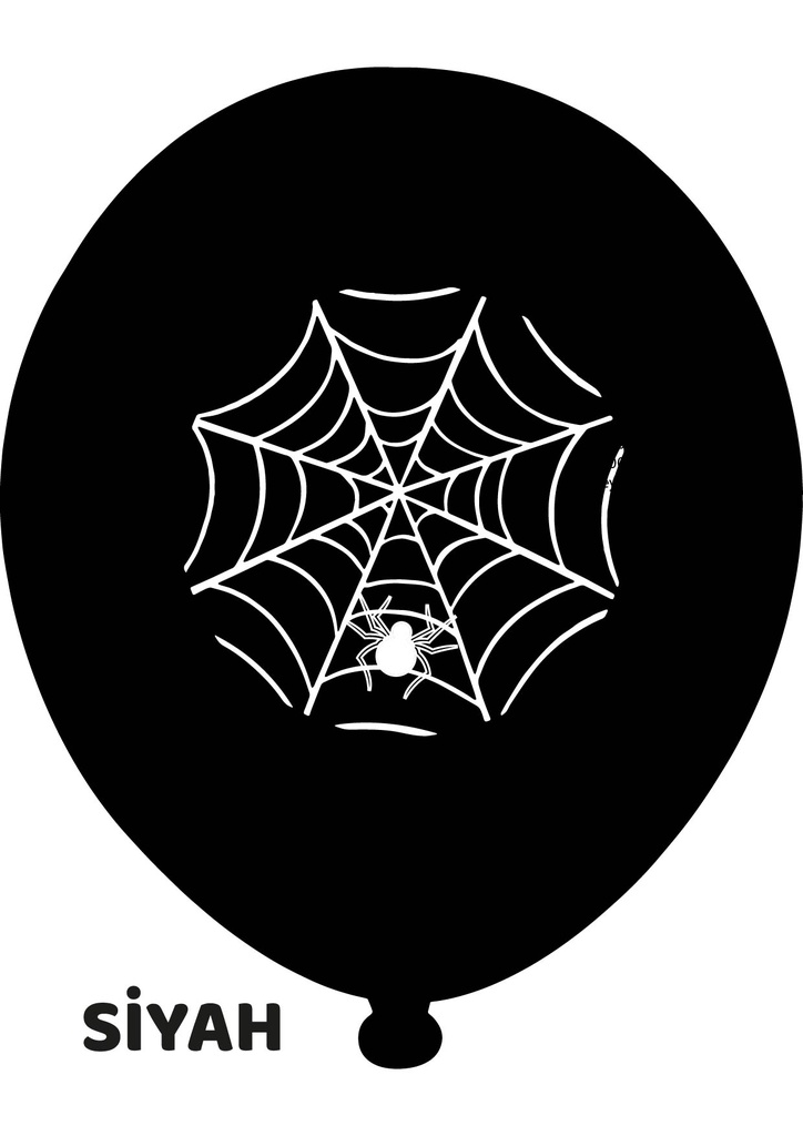 12" Örümcek Ağı Baskılı Balon 1+1 - 100 Adet
