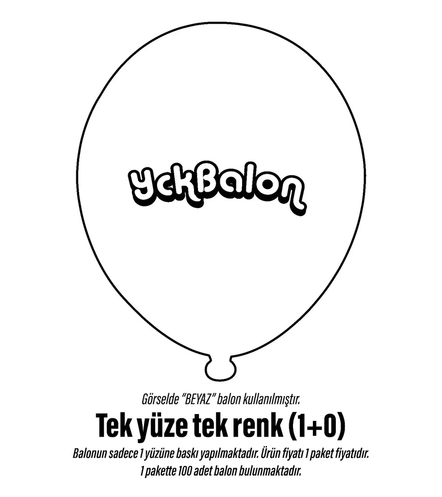 200 Adet Tek Yüze Tek Renk Baskılı Balon 1+0