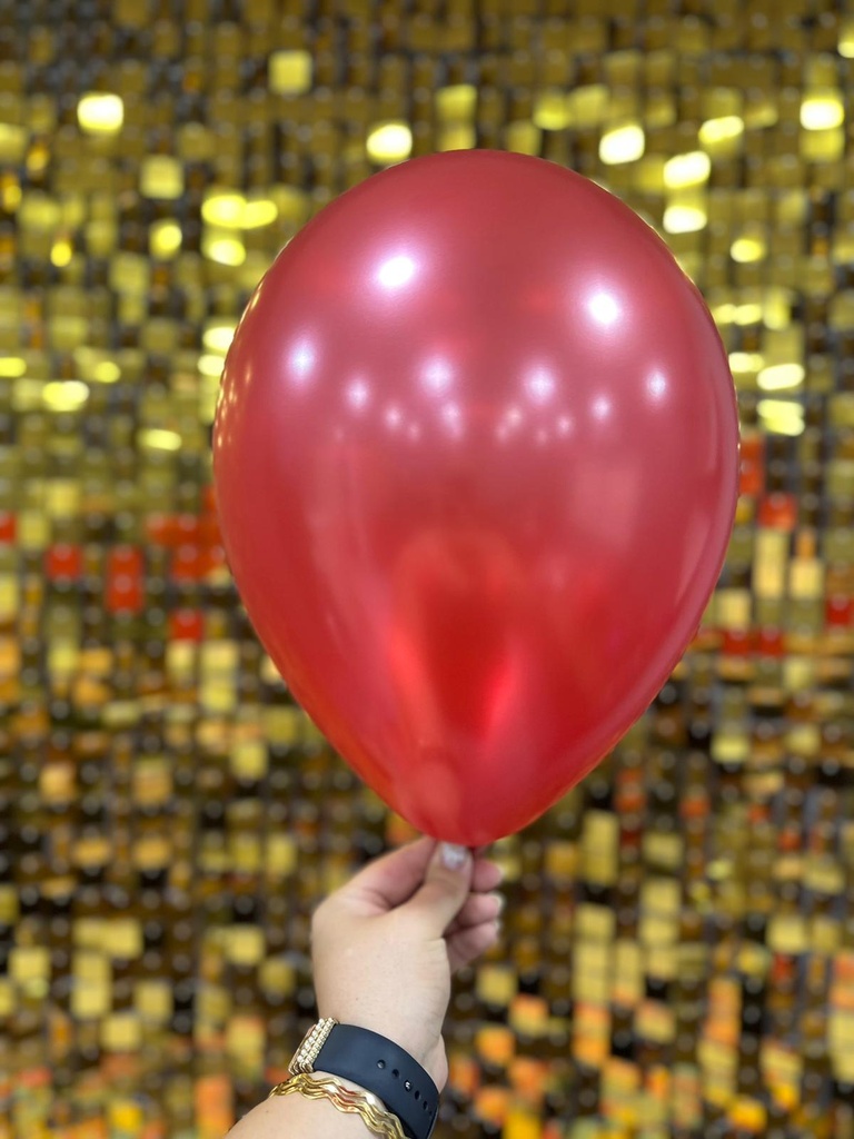 12" Metalik Dekorasyon Balonu Yakut Kırmızı  - 100 Adet