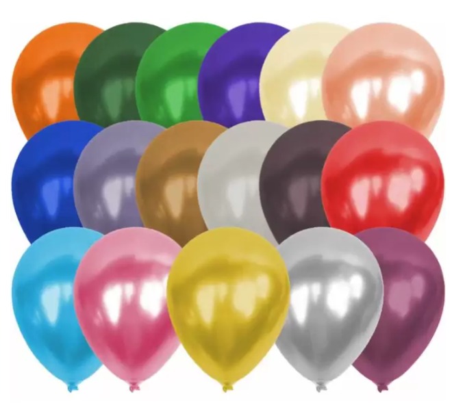 10" Metalik Dekorasyon Balonu Karışık - 100 Adet