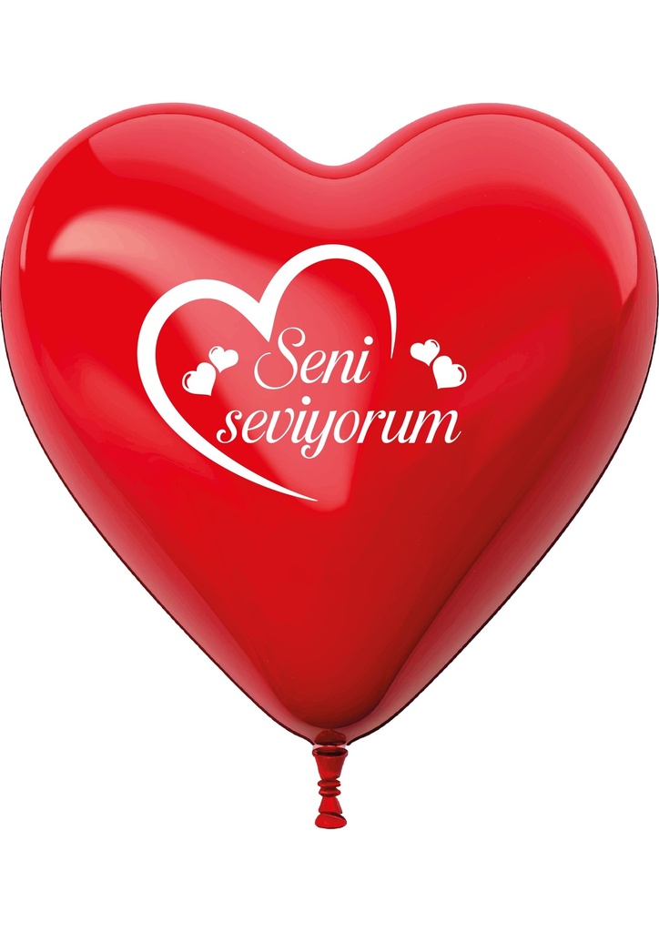 Çift Yüze Tek Renk Baskılı Balon 1+1 Kalp Balon