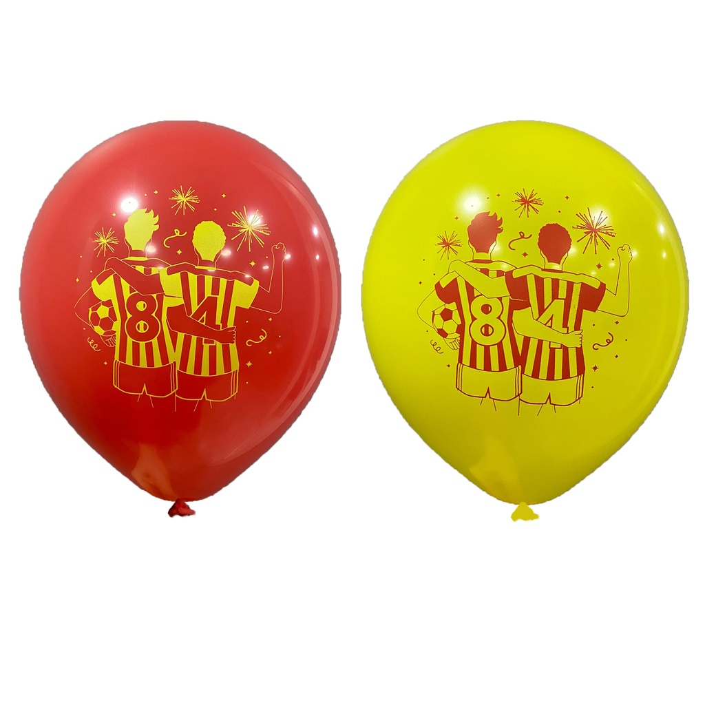 12" Taraftar Baskılı Balon Sarı-Kırmızı - 1+1 - 100 Adet 