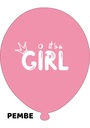 12" It's A Girl Hazır Baskılı Balon  1+1 - 100 Adet