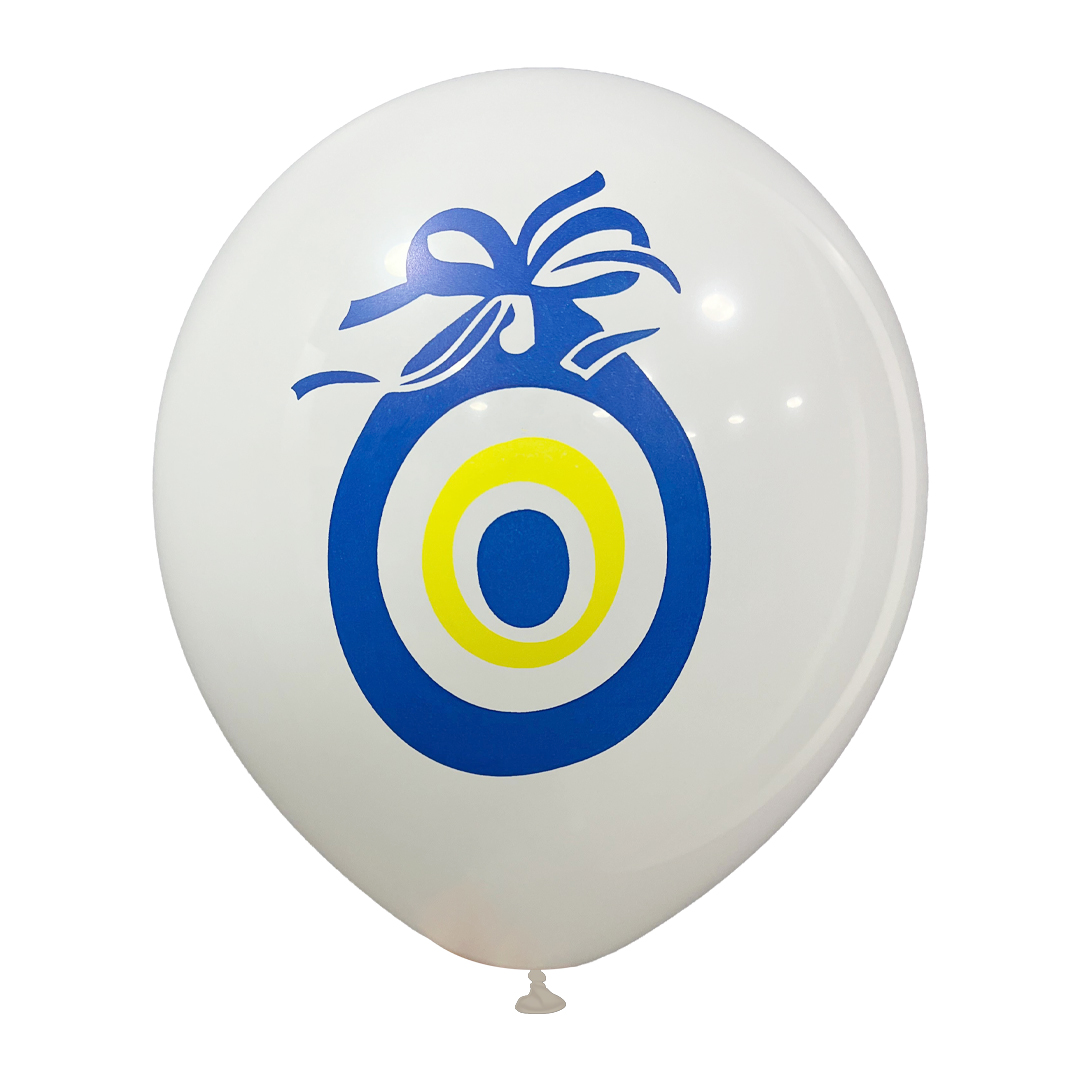 12" Nazar Boncuk Baskılı Balon Beyaz  2+0 - 100 Adet