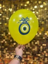 12" Nazar Boncuk Baskılı Balon Sarı 2+0 - 100 Adet