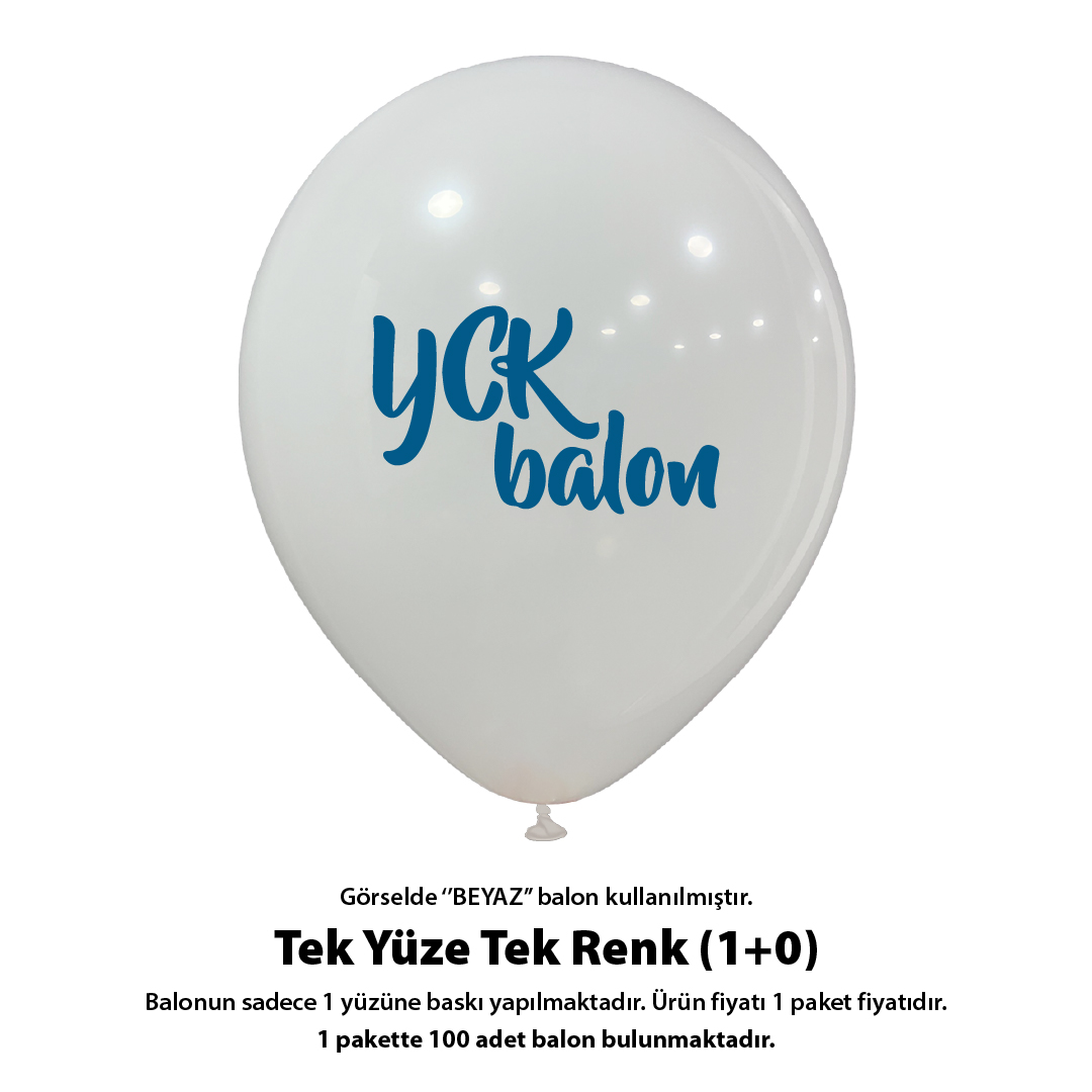 500 Adet Tek Yüze Tek Renk Baskılı Balon 1+0