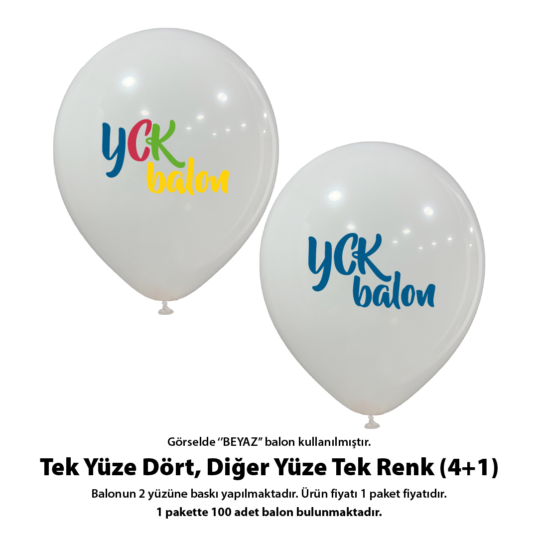 Tek Yüze Dört Diğer Tek Renk Baskılı Balon 4+1