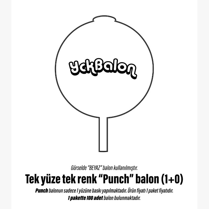 Tek Yüze Tek Renk Punch Baskılı Balon 1+0