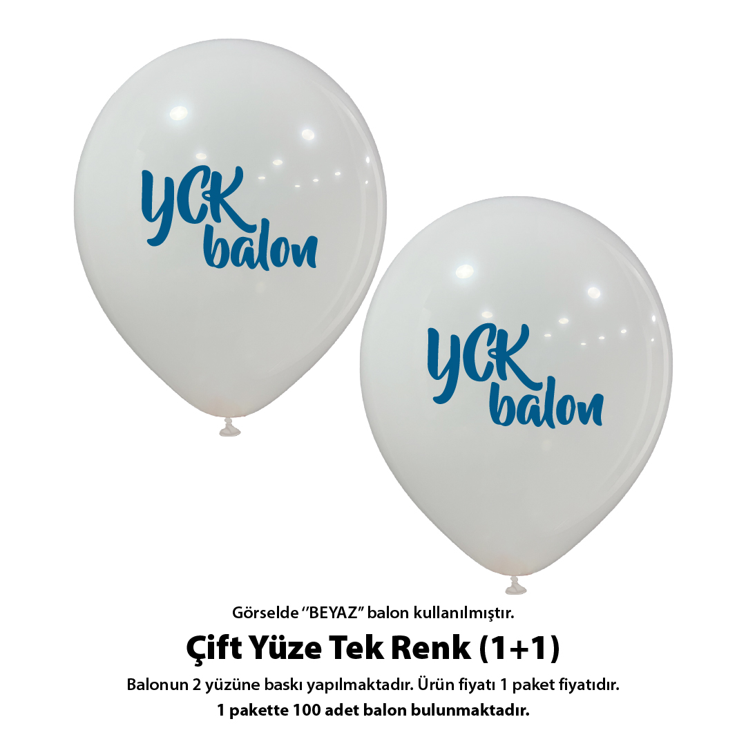 Çift Yüze Tek Renk Baskılı Balon 1+1