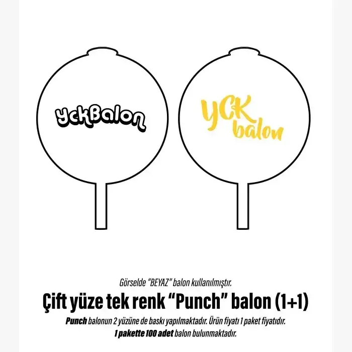 Çift Yüze Tek Renk Punch Baskılı Balon 1+1
