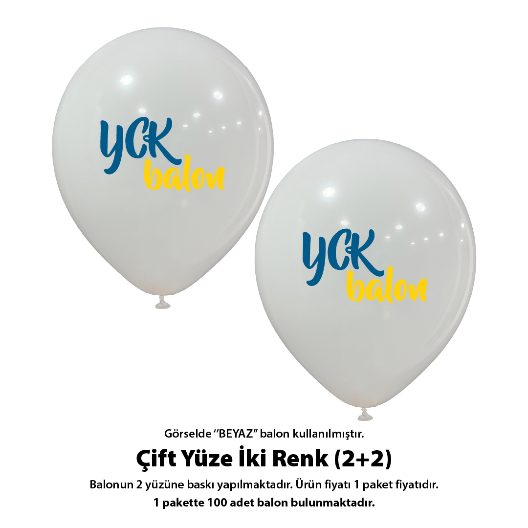 Çift Yüze İki Renk Baskılı Balon 2+2