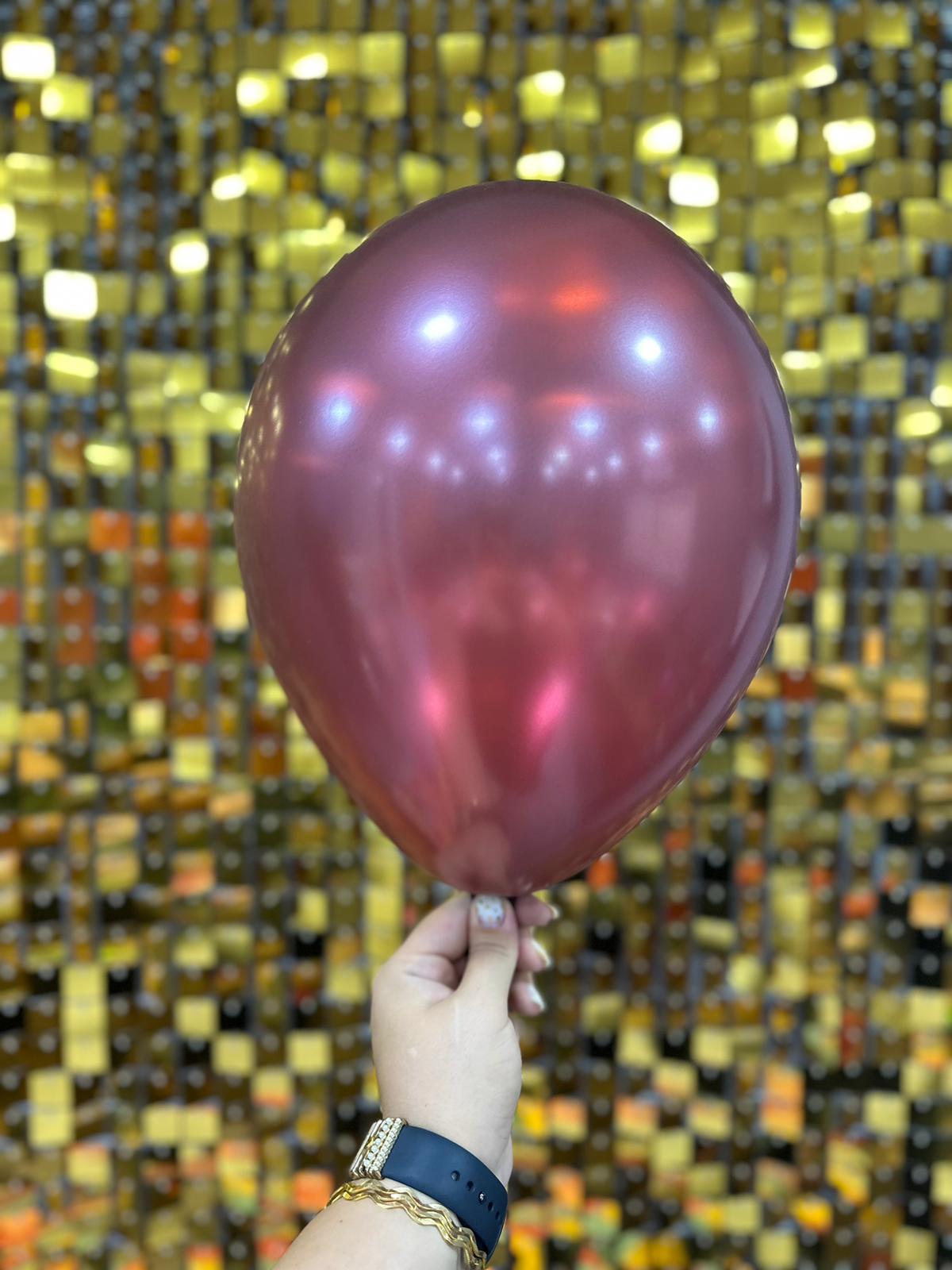 10" Metalik Dekorasyon Balonu Bordo  - 100 Adet