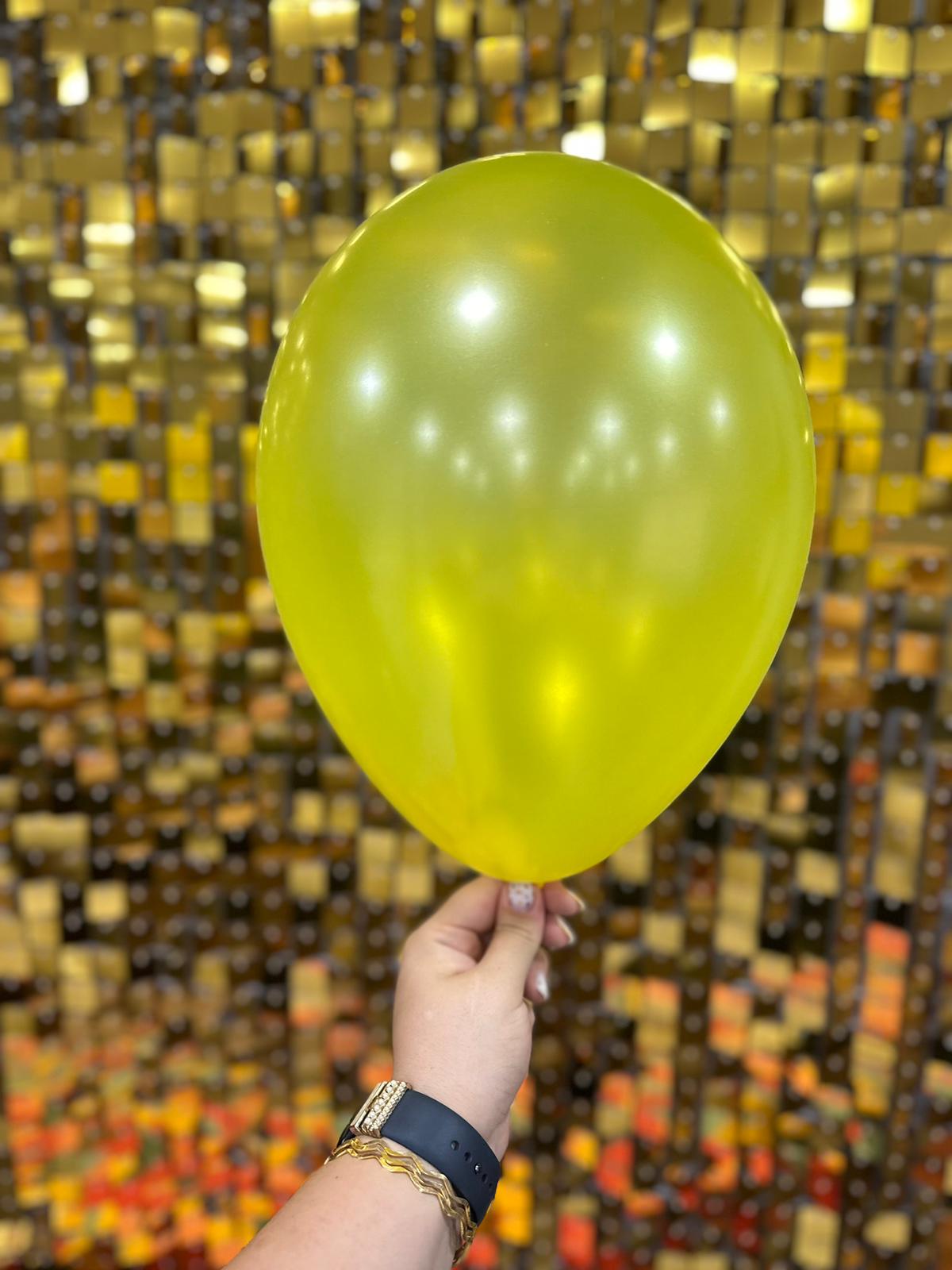 10" Metalik Dekorasyon Balonu Sarı - 100 Adet