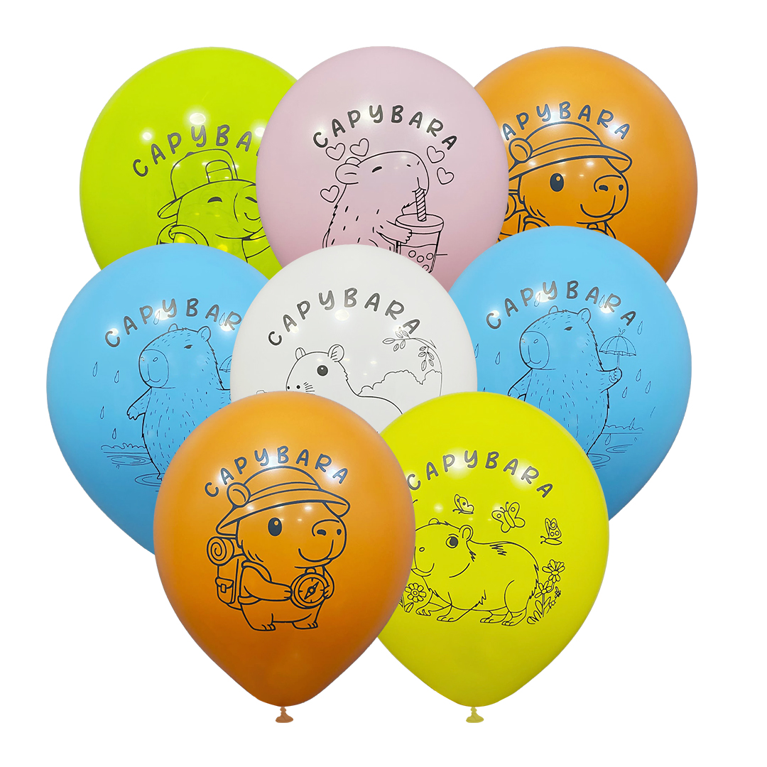 12" Capybara Baskılı Balon 1+1 - 100 Adet